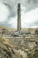 Chimney of the smelting furnace, La Oroya, Peru, South America