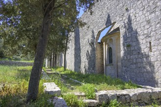 Church of the Benedictine Abbey built into the wall, Mljet Island, Dubrovnik-Neretva County,