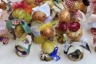 Market stall with onions in the shape of figures, Onion market, Bern, Canton of Bern, Switzerland,