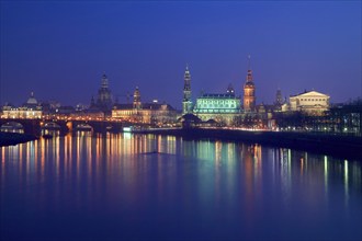 Dresden silhouette in the evening