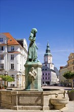 Döbeln Schlegelbrunnen fountain at the town hall. Döbeln is located in the Central Saxon hill