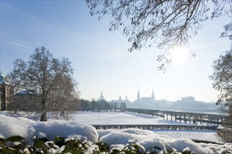 Dresden silhouette in winter