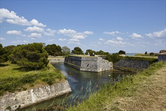 Moats of the Fort de la Rade fortifications on the island of Île-d'Aix, Charente-Maritime, France,