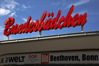 Lettering Bundesbüdchen, Bundesviertel, Bonn, North Rhine-Westphalia, Germany, Europe