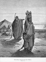 Bible, expulsion of Ishmael and his mother Hagar, Genesis, 21, 14, tent, people, expel, mourning,