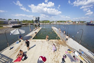 Harbour swimming pool in Jubileumsparken or public swimming pool in the river Göta älv,