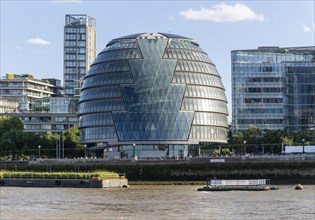 Modern architecture of City Hall building, Southwark, London, England, UK architect Norman Foster