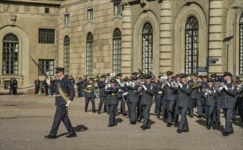 Music band, Changing of the guard, Parade ground, Yttre borggarden, Royal Castle, Kungliga slottet,