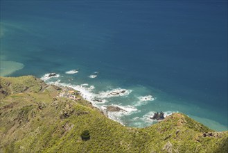 Panorama of Cabezo del Tejo, coast near Taganana, Anaga Mountains, Anaga, Tenerife, Northeast,