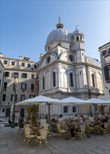 Restaurant and Church of Santa Maria dei Miracoli, Santa Maria dei Miracoli, Venice, Italy, Europe