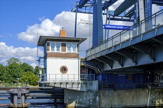 Welcome to the island of Rügen, old Rügen bridge with welcome sign, Hanseatic city of Stralsund,