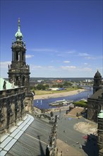 Dresden Old Town View from the Hausmannsturm to the Hofkirche and the Elbe Valley