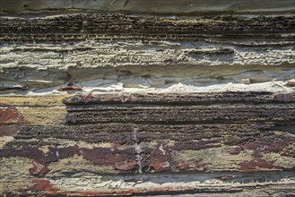 Close up of Devonian Old Red Sandstone in sea cliff at Duncansby Head near John o' Groats,