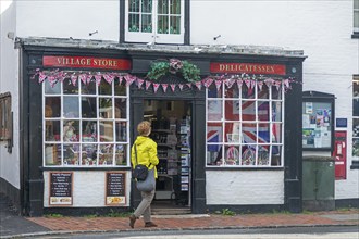 Village Store, Woman, Market Place, Alfriston, East Sussex, England, United Kingdom, Europe