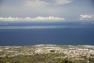 Panorama from Mirador de Chirche over Guia de Isora and Playa de San Juan to the west coast,