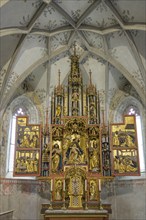 Late Gothic winged altar in the hospital church, Latsch, South Tyrol, Italy, Europe