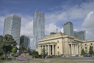 High-rise buildings on Emilii Plater, business district, in front of the Palace of Culture, Palac