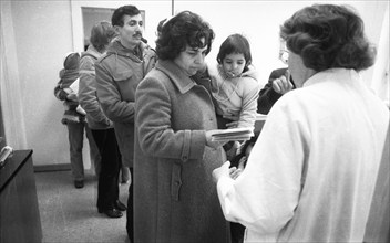 Oral polio vaccination (childhood immunisation) on 28.01.1980 in Iserlohn, Germany, Europe