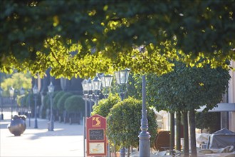 Lanterns in the morning light. Brühl's Terrace is an architectural ensemble and a tourist