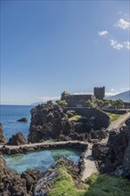 The small fortress Forte São João Baptista on the coast of Porto Moniz, Madeira, Portugal, Europe