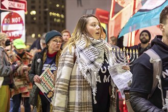 Detroit, Michigan USA, 7 December 2023, On the first night of Hanukkah, Jews for Ceasefire carried