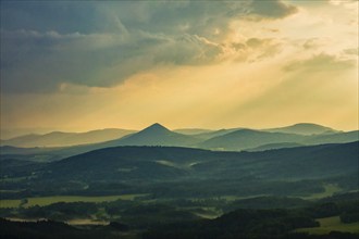 View from the Hochwald Tower to the west to Mount Klic in the Hochwald (Zittau Mountains)