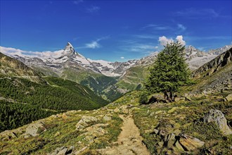 Matterhorn with snake of clouds, Zermatt, Canton Valais, Switzerland, Europe