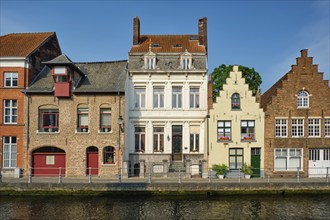 Bruges typical Belgian cityscape Europe tourism concept, canal and old Flemish houses. Brugge,