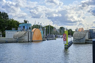 The Greifswald Wieck barrage, a storm surge protection facility, Hanseatic City of Greifswald,