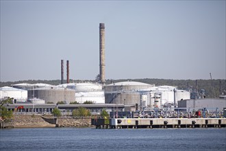 Armoured silos in the port of Gothenburg, Västra Götalands län, Sweden, Europe