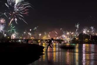 Dresden New Year's Eve fireworks over the Old Town