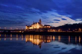 Meissen Castle Hill with Bishop's Palace, Albrechtsburg Castle and Cathedral on the Elbe in the