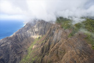 Aerial view Napali Coast, Kauai, Hawaii, USA, North America