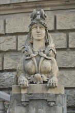 Sphinx statue at Friedrichplatz, Mannheim, Hesse, Germany, Europe