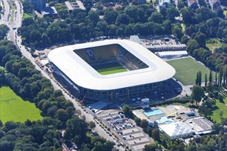 New construction of the Rudolf Harbig Stadium Dresden, the home of 1.FC Dynamo Dresden