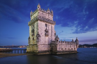 Belem Tower or Tower of St Vincent, famous tourist landmark of Lisboa and tourism attraction, on