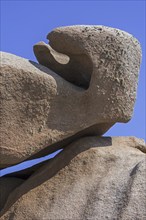 Strange rock formations due to wind and water erosion along the Côte de granit rose, Pink Granite