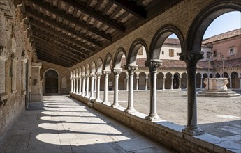 Cloister with tombs, church Chiesa di San Michele in Isola, cemetery island of San Michele, Venice,