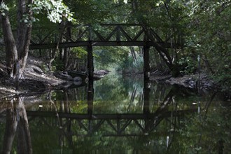 Bridge on the upper reaches of the Havel, Müritz National Park, Mecklenburg-Western Pomerania,