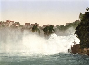 The Rhine Falls near Schaffhausen, Switzerland, Germany, c. 1900, Historic, digitally restored