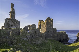 Castle Sinclair Girnigoe near Wick, Noss Head, Caithness, Scotland, UK