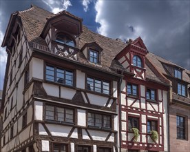 Historic roof lift bay, Obere Krämergasse 18, Dacherker Nr.16 Nuremberg, Middle Franconia, Bavaria,