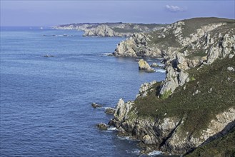 Sea cliffs at the Pointe de Penharn, Cléden-Cap-Sizun, Finistère, Brittany, France, Europe