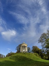 English Garden with Monopteros in autumn, dynamic cloud structure, Munich, Bavaria, Germany, Europe