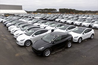 Tesla Y models produced in the Tesla Giga Factory, Grünheide, 28.01.2023