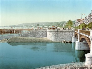 Napoleon Bridge, Nice, France, c. 1890, Historic, digitally restored reproduction from a 19th