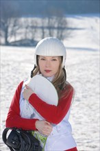 Young woman in winter in Geising