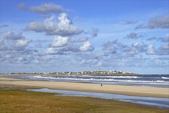 View over the beach, lighthouse and village Cabo Polonio along the Atlantic Ocean coast, Rocha