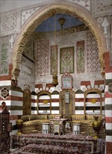 Interior view of a house, Damascus, Holy Land, Syria, c. 1890, Historic, digitally restored