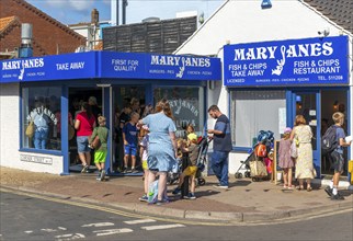 Mary Janes fish and chip shop, Cromer, north Norfolk, England, UK